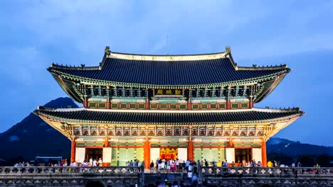 Time-lapse-of-Gyeongbokgung-palace-in-Seoul,South-Korea