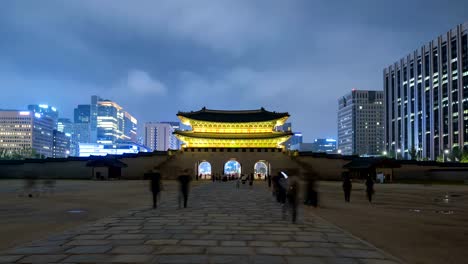 Lapso-de-tiempo-del-Palacio-de-Gyeongbokgung-en-Seúl,-Corea-del-sur