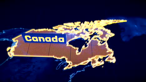 Canada-country-border-3D-visualization,-modern-map-outline,-travel