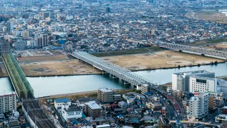 4-K-Time-lapse:-Arial-vista-de-torre-de-Tokio-y-horizonte-de-paisaje-urbano-de-Tokio