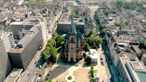 Luftbild-Drohne-Ansicht.-Deutschland-Düsseldorf-Kirche-St.-Peter.-Panorama-von-Düsseldorf