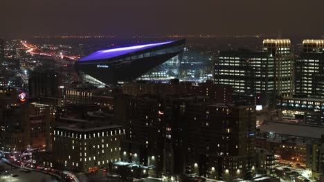 Minneapolis-Skyline-at-Night---Aerial