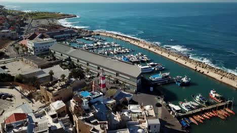 Aerial-View-of-the-port-of-Jaffa,-Israel