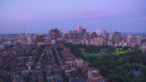 Aerial-view-of-Boston-at-sunset.