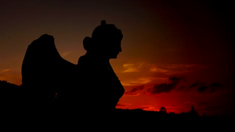 Chimera-statue-of-the-Belvedere-Palace-Vienna-in-sunset