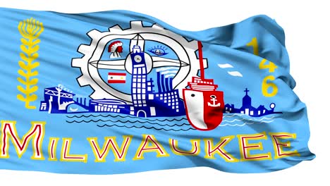 Isolierte-Wehende-Nationalflagge-von-Milwaukee-Stadt