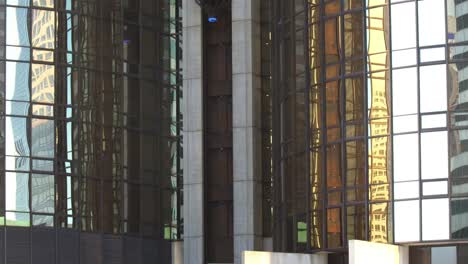 Futuristic-space-office-skyscraper-elevator-lift-moving-inside-building