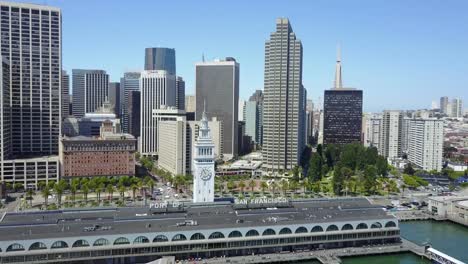 Skyline-of-San-Francisco-Embarcadero-with-aerial-view-of-the-financial-district.