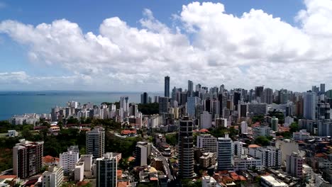 Aerial-View-of-Salvador-Skyline,-Bahia,-Brazil