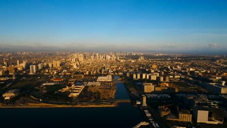 Aerial-city-with-skyscrapers-and-buildings.-Philippines,-Manila,-Makati