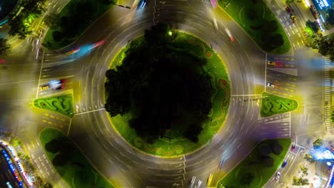 Nacht-Beleuchtung-Taipei-Stadt-Kreisverkehr-aerial-Panorama-4k-Zeitraffer-Taiwan