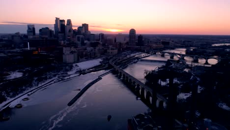 Minneapolis-Skyline---Aerial-Cinematic-at-Sunset