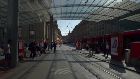 Switzerland-sunny-day-bern-city-traffic-street-bus-station-panorama-4k