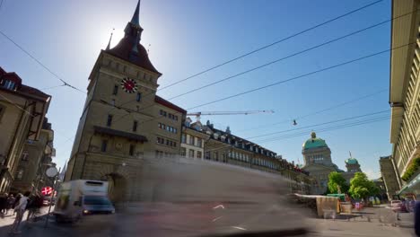 switzerland-sunny-day-bern-city-center-traffic-square-panorama-4k-timelapse