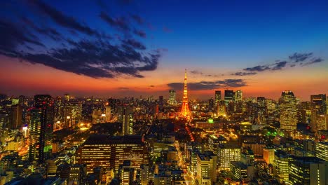4-K.-Zeitraffer-Stadtbild-in-Tokyo-City-mit-Tokyo-Tower-in-japan