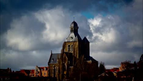 Guerra-mundial-una-ciudades-y-pueblos:-Messines,-lapso-de-tiempo-de-Flandes,-Bélgica