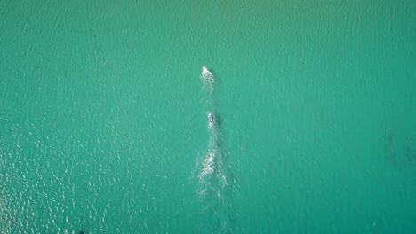 Aerial-view-of-a-man-having-fun-on-a-Flyboard-on-a-beautiful-beach-in-Greece.