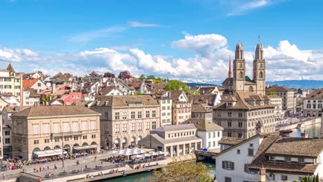 Zurich-Schweiz-Zeitraffer-4K,-Luftbild-Stadt-Skyline-Zeitraffer-vom-Lindenhof