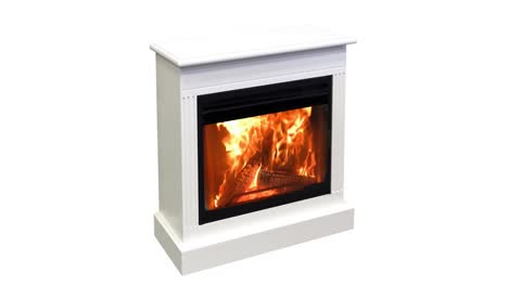 Burning-white-fireplace-isolated-on-white-background.-Side-view