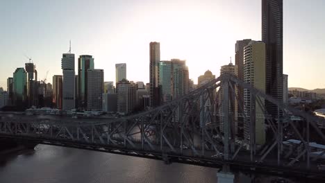 Aerial-view-of-Brisbane-Skyline-Sunset---Story-Bridge