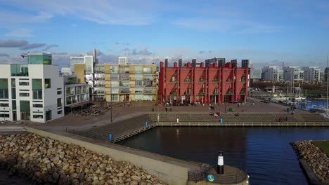 Beautiful-aerial-view-of-the-Malmo-Western-Harbour