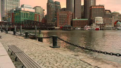 Boston-city-skyline-at-sunrise-Massachusetts-USA