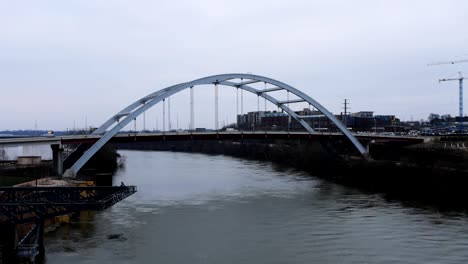 Timelapse-Brücke-Cumberland-River-In-Nashville,-Tennessee