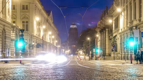 Brüssel-Belgien-Zeitraffer-Straßennacht