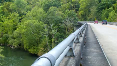 Cars-Driving-on-Bridge-Over-French-Broad-River-in-Asheville