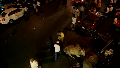 Indios-en-las-calles-de-Mumbai,-India.