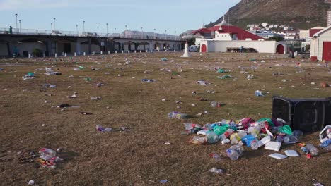 Panoramic-shot-of-litter-in-a-park