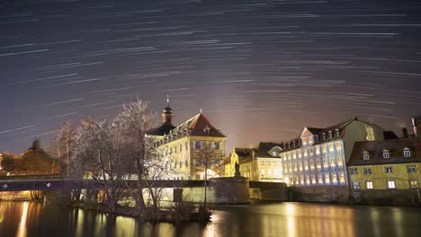 Star-Trails-over-Bamberg-Old-Town-Hall-at-night