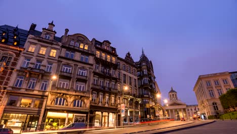 Brussels-city-skyline-day-to-night-timelapse-at-Coudenberg-Street,-Brussels,-Belgium,-4K-Time-lapse