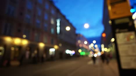 Blur-main-station-of-Copenhagen-outside-area-at-evening-time.-Beautiful-night-scene-of-European-city