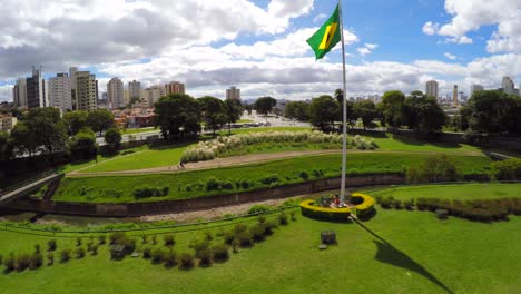 Brazilian-Flag-on-Ipiranga,-Sao-Paulo,-Brazil