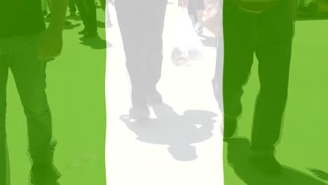 Nigeria-Flag-and-people-walking-as-a-background