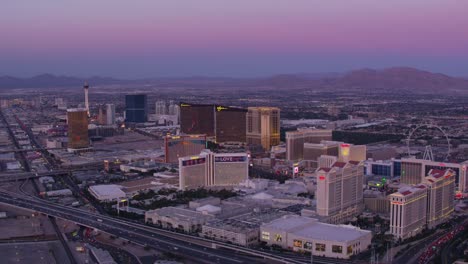 Wide-angle-aerial-view-of-Las-Vegas-Strip-at-sunset.