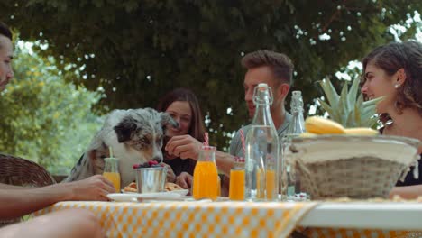 group-of-friends-doing-breakfast-outdoors-in-a-traditional-countryside.-shot-in-slow-motion