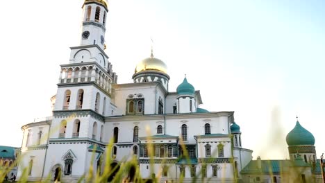 Panoramic-shot-of-russian-New-Jerusalem-monastery-in-summer-evening