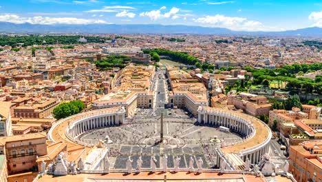 Rome-Vatican-Italy-time-lapse-4K,-aerial-view-city-skyline-timelapse-at-Saint-Peter-Square