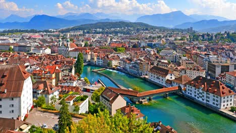 Panorama-aéreo-de-Lucerna,-Suiza