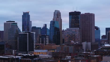 Aerial-View-of-Downtown-Minneapolis-on-a-Cloudy-day