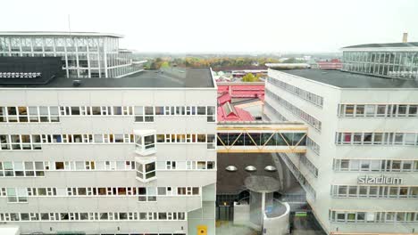 The-aerial-view-of-the-big-white-building-in-Stockholm-Sweden