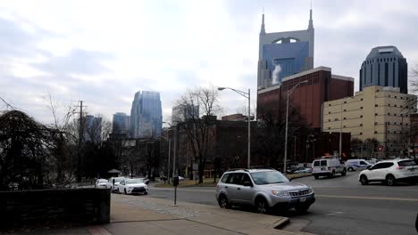 Timelapse-von-Nashville,-Tennessee-Innenstadt-am-Fluss