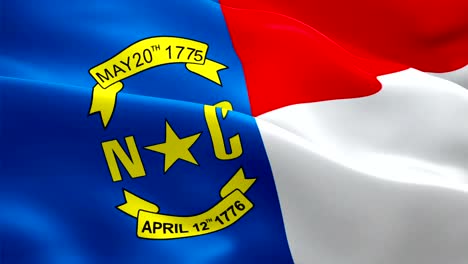 Flag-of-North-Carolina-video-waving-in-wind,-Realistic-US-State-Flag-background