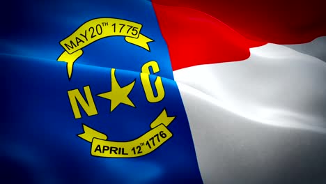 North-Carolina-flag-video-waving-in-wind,-Realistic-US-State-Flag-background