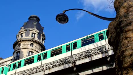 Metro-Train-Eiffel-Tower-Paris-France