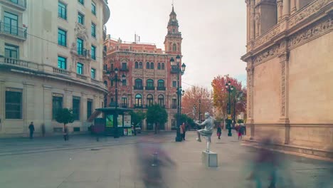 sunset-light-seville-city-centre-living-statue-4k-time-lapse-spain