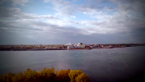 Aerial-Footage-of-Montreal-city-and-Olympic-Stadium