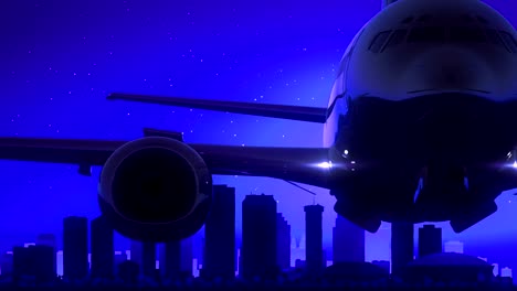 New-Orleans-Louisiana-USA-America-Airplane-Take-Off-Moon-Night-Blue-Skyline-Travel